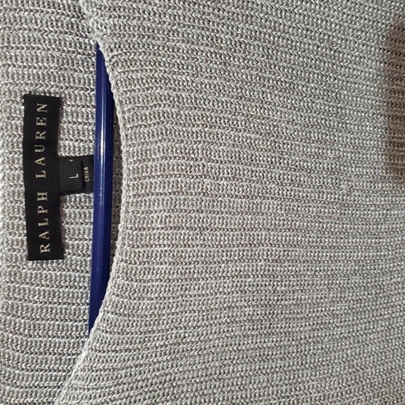 Ralph Lauren Women's Soft Silver Mettalic Crewneck Sweater BLACK LABEL - Picture 7 of 10